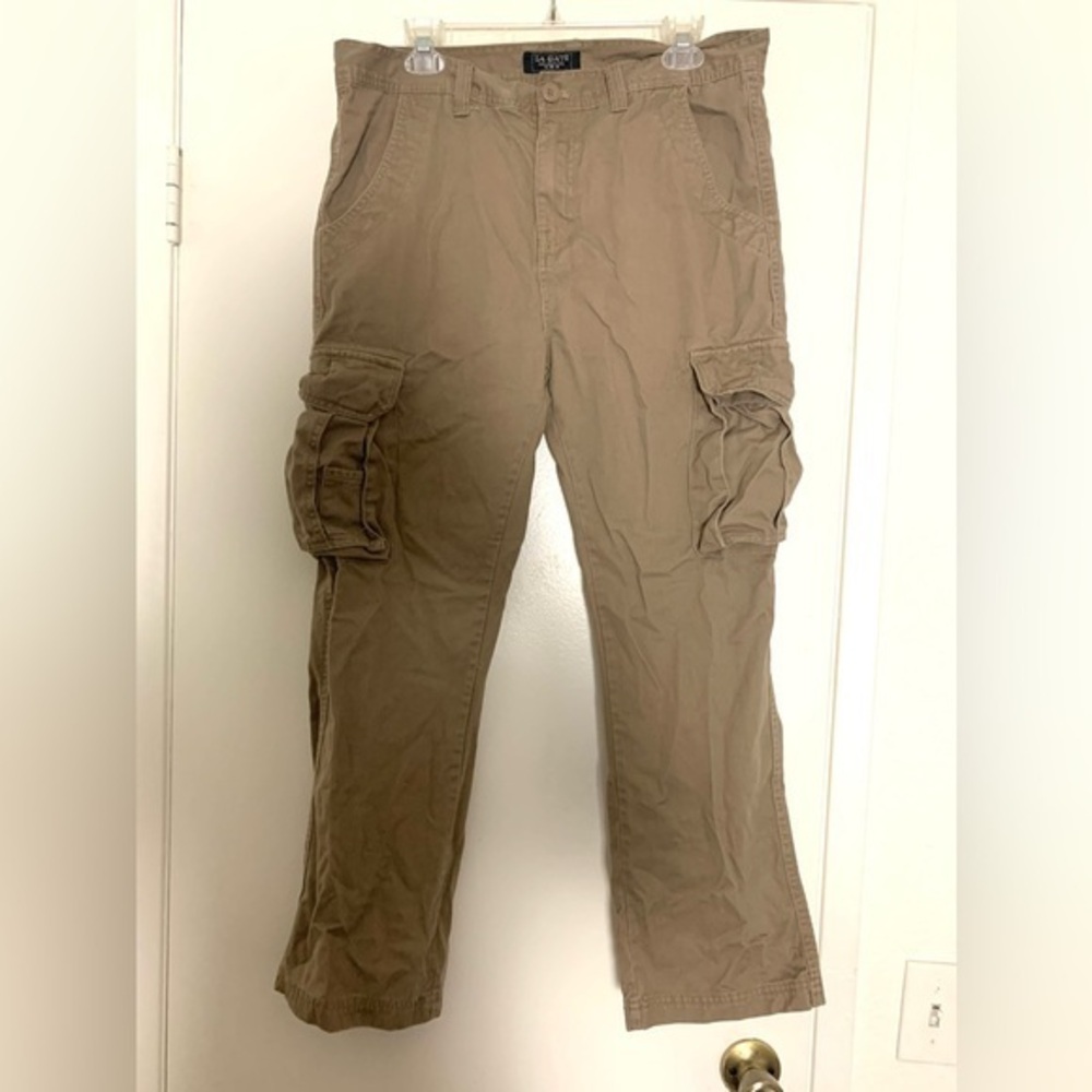 LA Gate Collection USA Cargo Pants Casual Basic Hiking Outdoor Tan Size 34/30